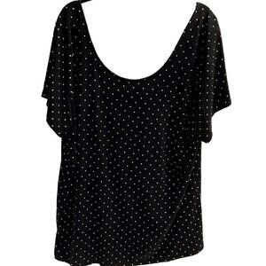 Torrid Black Polka Dot Top Blouse Stretch Black White Size 4 Tie Back